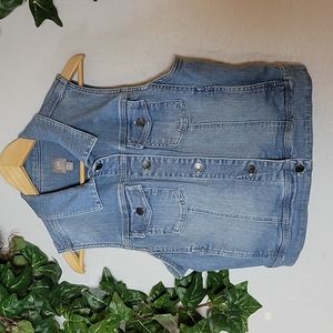 J JILL Denim Stretch Jeans Vest Trucker Jacket M